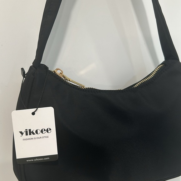 Y2K Black Nylon Mini Purse Baguette - Picture 3 of 5